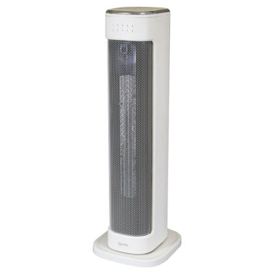 Oscillating Tower Fan Heater With 3 Heat Settings, White