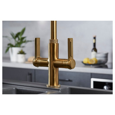 iivela Conza Brushed Brass Monobloc Kitchen Tap