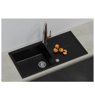 iivela DARWELL100 Black 100cm Single Bowl Granite Kitchen Sink
