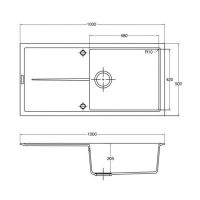 iivela DARWELL100 Black 100cm Single Bowl Granite Kitchen Sink