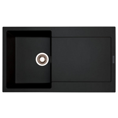 iivela SCANNO90 Black Premium Inset Granite Composite  Single Bowl Sink