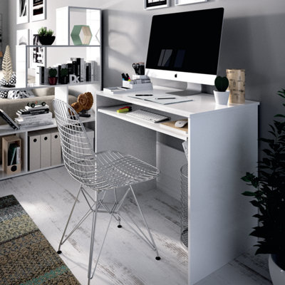 iJOY Compact Computer Desk with Pull-Out Keyboard Tray - White (H)79cm ...