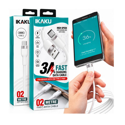 IKAKU USB A to USB C Cable 2 Pack 1m and 2m 60W 3A Charging and Data ...