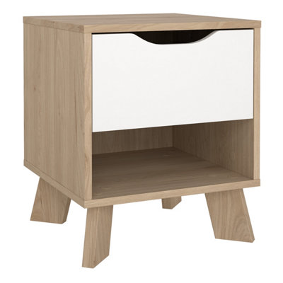 Ikast Nightstand 1 Drawer in Jackson Hickory and White