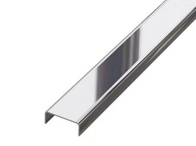 ILCOM decorative profile C 10mm x 2440mm x 0.65mm Silver Mirror Stainless Steel