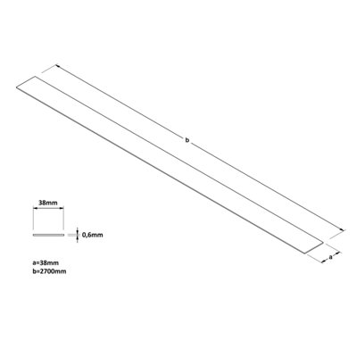 ILCOM decorative profile I 38mm x 2700mm x 0.65mm Grey Brushed Stainless Steel