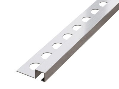 ILCOM decorative profile Qs 10mm x 2700mm x 0.6mm Silver Brushed Stainless Steel