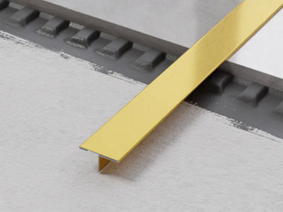 ILCOM decorative profile T 20mm x 2440mm x 0.6mm Gold Brushed Stainless Steel