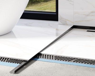 ILCOM SLOPED FLOOR SHOWER PROFILE LKL 11mm x 1800mm x 0.6mm Black Polished Stainless Steel