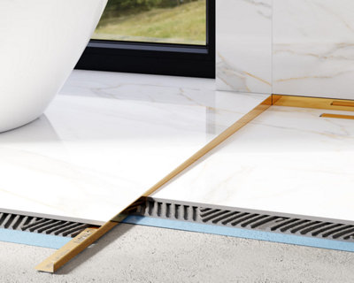 ILCOM SLOPED FLOOR SHOWER PROFILE LKL 11mm x 1800mm x 0.6mm Gold Polished Stainless Steel