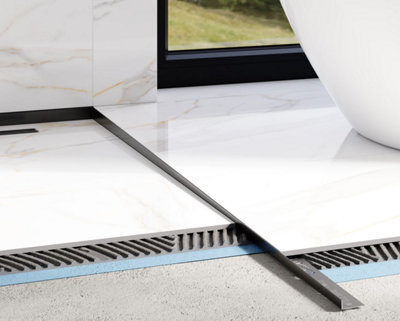ILCOM SLOPED FLOOR SHOWER PROFILE LKP 11mm x 1800mm x 0.6mm Black Polished Stainless Steel