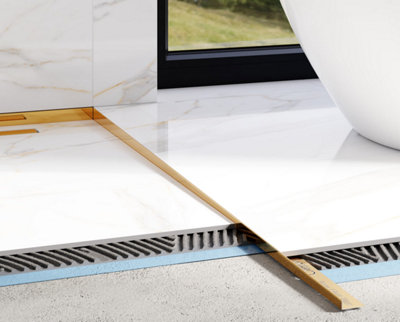 ILCOM SLOPED FLOOR SHOWER PROFILE LKP 11mm x 1800mm x 0.6mm Gold Polished Stainless Steel