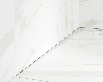 ILCOM SLOPED LEFT FLOOR SHOWER PROFILE LSL 12mm x 1200mm  Silver Polished Stainless Steel