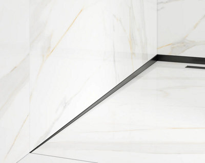 ILCOM SLOPED LEFT FLOOR SHOWER PROFILE LSL 12mm x 1800mm  Black Brushed Stainless Steel