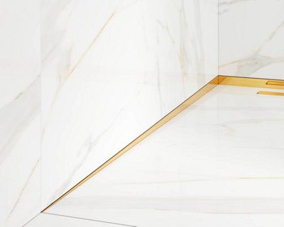 ILCOM SLOPED LEFT FLOOR SHOWER PROFILE LSL 12mm x 1800mm  Gold Polished Stainless Steel