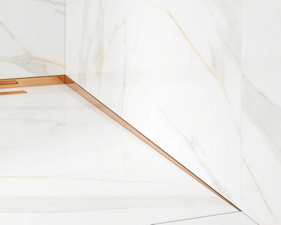 ILCOM SLOPED RIGHT FLOOR SHOWER PROFILE LSP 12mm x 1200mm  Copper Polished Stainless Steel