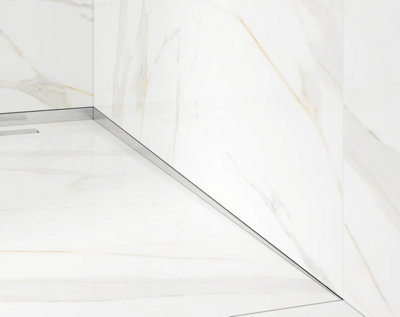 ILCOM SLOPED RIGHT FLOOR SHOWER PROFILE LSP 12mm x 1200mm  Silver Brushed Stainless Steel