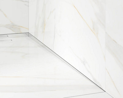 ILCOM SLOPED RIGHT FLOOR SHOWER PROFILE LSP 12mm x 1800mm  Silver Polished Stainless Steel