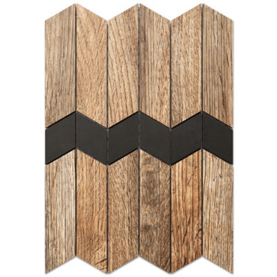 ILCOM stoneware mosaic on mesh for bathroom or kitchen 255mm x 285mm - Oak Fantasy