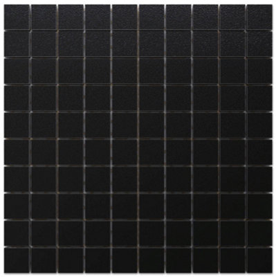 ILCOM stoneware mosaic on mesh for bathroom or kitchen 300mm x 300mm - Black chalk