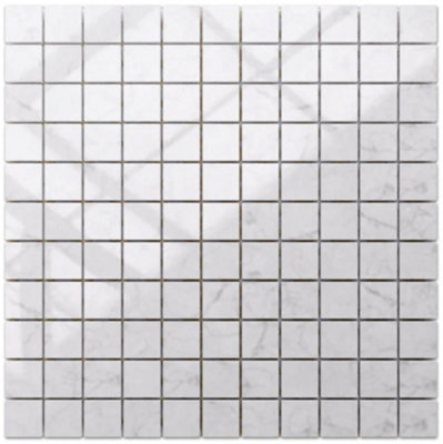 ILCOM stoneware mosaic on mesh for bathroom or kitchen 300mm x 300mm - Carrara