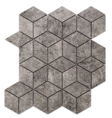 ILCOM stoneware mosaic on mesh for bathroom or kitchen 305mm x 265mm - Artek Dark