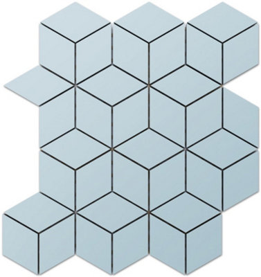 ILCOM stoneware mosaic on mesh for bathroom or kitchen 305mm x 265mm - Blue Clay Diamond