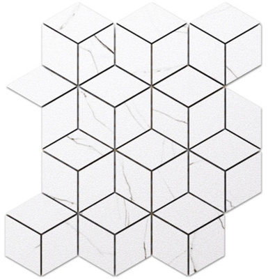 ILCOM stoneware mosaic on mesh for bathroom or kitchen 305mm x 265mm - Carrara marble