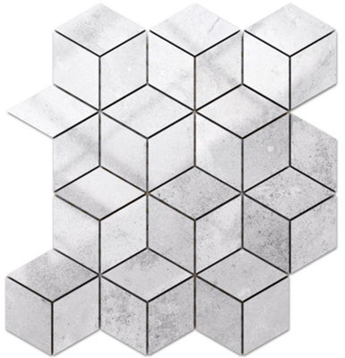 ILCOM stoneware mosaic on mesh for bathroom or kitchen 305mm x 265mm - Light marble