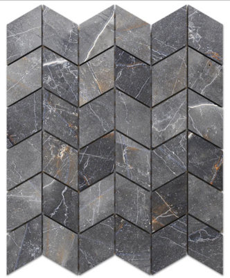 ILCOM stoneware mosaic on mesh for bathroom or kitchen 305mm x 265mm - Shine Stone Romb