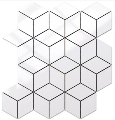 ILCOM stoneware mosaic on mesh for bathroom or kitchen 305mm x 265mm - Snowflake