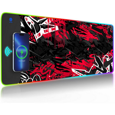 iLeadon RGB Mouse Pad Gaming Desk Mat XXL with 15W Qi Wireless Charging ...
