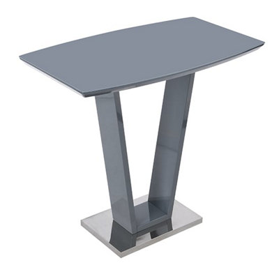 Ilko High Gloss Bar Table Rectangular Glass Top In Grey