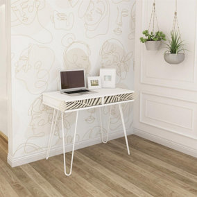 Illia Study Computer Desk 96x50 cm - White Top & White Metal Leg