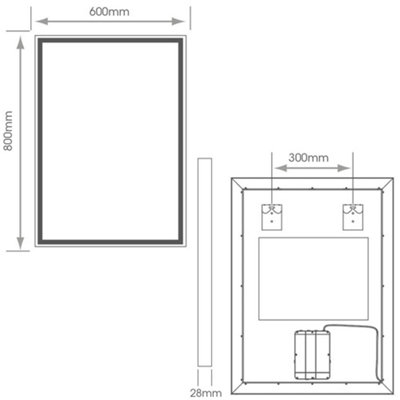 Illuminated 600 x 800mm IP44 LED Bathroom Mirror with Demister and Tunable White Light