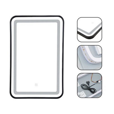 Illuminated Bathroom LED Mirror with Demister Touch Sensor Wall Mounted ...