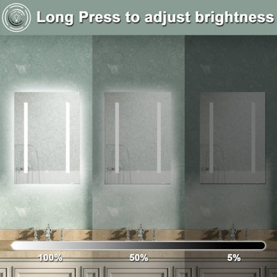 Illuminated Bathroom LED Mirror with Lights Dimmable Demister Pad Touch ...