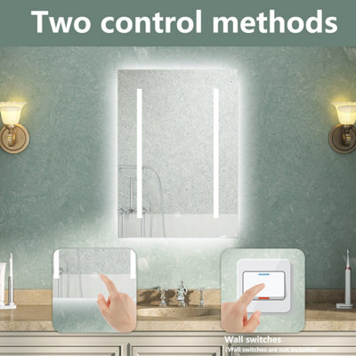 Illuminated Bathroom LED Mirror with Lights Dimmable Demister Pad Touch ...