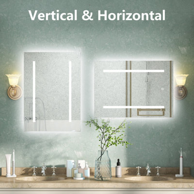 Illuminated Bathroom LED Mirror with Lights Dimmable Demister Pad Touch ...