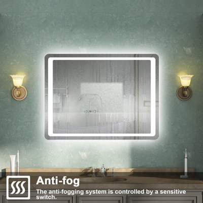 Illuminated Bathroom Mirror with LED Lights Dimmable Demister Pad ...