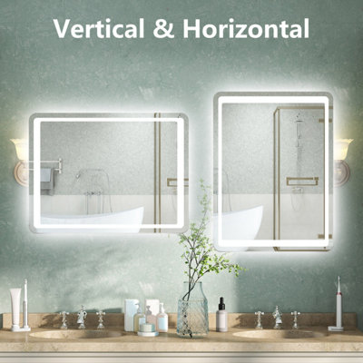 Illuminated Bathroom Mirror with LED Lights Dimmable Demister Pad ...