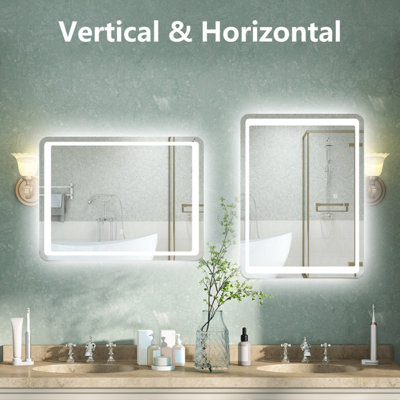 Illuminated Bathroom Mirror with LED Lights Dimmable Demister Pad Touch ...