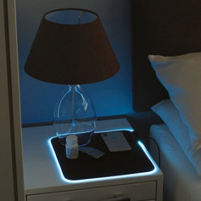Illuminated Flexible & Soft Bedside Table Mat with Multicolour Light - USB Powered Bedroom Lighting - Measures 32.5 x 28.5cm
