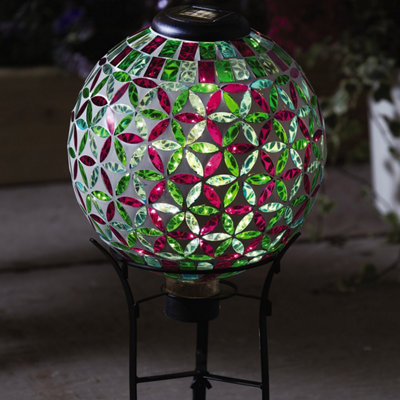 Glass column gazing ball 2024 with solar light