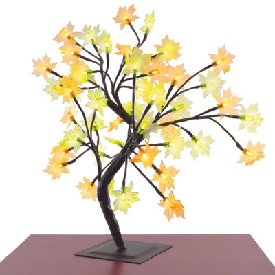 Illuminated Green, Yellow and Orange Maple Tree Home Decoration with 48 LEDs - Measures H45cm x W36cm x D36cm
