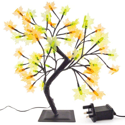 Illuminated Green, Yellow and Orange Maple Tree Home Decoration with 48 LEDs - Measures H45cm x W36cm x D36cm