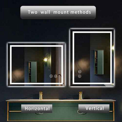 Illuminated Led Bathroom Mirror with Demister Pad Wall Mounted Dimmable ...