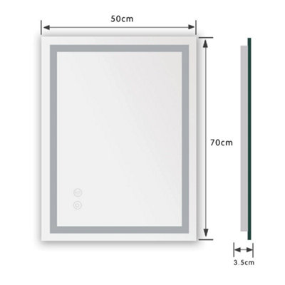 Illuminated Led Bathroom Mirror with Demister Pad Wall Mounted Dimmable ...