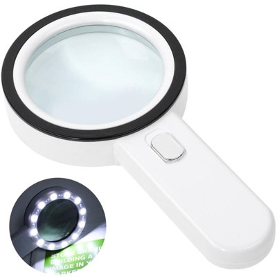 Illuminated Reading Magnifier 30x with 12 LED Light for Seniors Jewelry ...