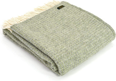 Illusion Green & Grey 100% Wool Throw